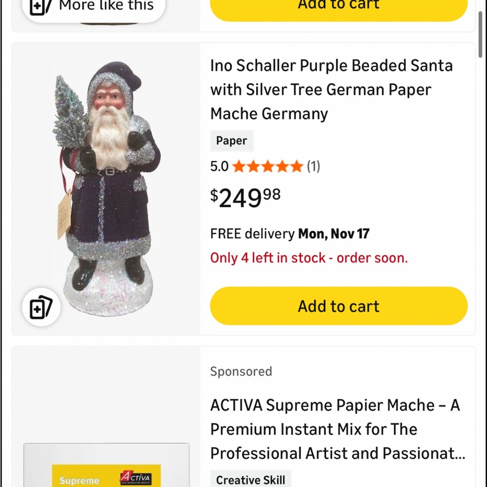 Ino Schaller Santa Figurine in Red and White with Gold Accents - Picture 4 of 4